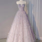 Stunning Strapless A-Line Tulle Long Prom Dress Evening Gown, MD7866