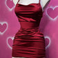 Wine Red Straps Sheath Satin Short Party Dress Homecoming Dress, MD7874