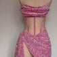 Pink Strapless Sequins Homecoming Dress Short Party Dress, MD7880