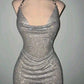 Sexy Grey Halter Sheath Short Party Dress Homecoming Dress, MD7881