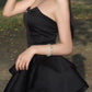 Black Strapless A-Line Ruffles Lovely Mini Homecoming Dress, MD7895