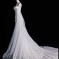 White Strapless Chiffon Mermaid Long Wedding Dress with Train, MD7903