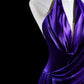 Elegant Purple Halter Satin Mermaid Long Formal Prom Dress, MD7905