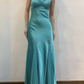 Blue Straps Sheath Satin Vintage Long Prom Dress Evening Gown, MD7939