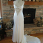 White Spaghetti Straps Beading Satin Vintage Wedding Dress, MD7946