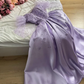 Lilac A-Line Satin Beading Long Formal Prom Dress with Long Sleeves, MD7957