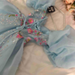 Blue A-Line Chiffon Appliques Princess Long Party Dress, MD7958