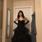 Black Sweetheart A-Line Tulle Long Formal Party Dress, MD7963