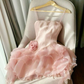 Pink Spaghetti Straps A-Line Homecoming Dress Mini Birthday Dress, MD7964