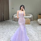 Lilac Straps Mermaid Tulle Long Party Dress Evening Gown, MD7966