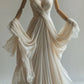 Elegant Ivory Straps V Neck A-Line Retro Wedding Dress, MD7972