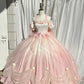 Pink Off Shoulder Halter A-Line Sweet 16 Ball Gown Quinceanera Dress, MD7994