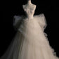 Elegant Straps A-Line Tulle Birthday Ball Gown Wedding Dress with Bowknot, MD7997