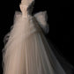 Elegant Straps A-Line Tulle Birthday Ball Gown Wedding Dress with Bowknot, MD7997