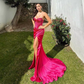 Fuchsia Sweetheart Sheath Satin Long Party Dress Bridesmaid Dress, D136