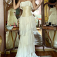 Elegant Ivory Strapless Tiered Mermaid Long Party Dress Birthday Gown MD7691