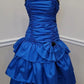 Blue A-Line Satin Vintage Short Party Dress Homecoming Dress, D117