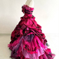 Hot Pink Strapless A-Line Satin Tulle Evening Ball Gown Birthday Gown, D193