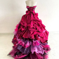 Hot Pink Strapless A-Line Satin Tulle Evening Ball Gown Birthday Gown, D193