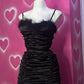 Black Spaghetti Straps Sheath Homecoming Dress Mini Birthday Outfits, D194