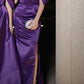 Elegant Purple Halter Mermaid Satin Long Formal Prom Dress, D199