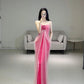 Pink Sweetheart Velvet Mermaid Long Party Dress Birthday Outfits, D201