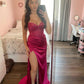 Fuchsia Sweetheart Sheath Satin Long Party Dress Bridesmaid Dress, D136