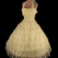 Light Yellow Halter A-Line Lace Tiered Homecoming Dress Birthday Outfits, D236