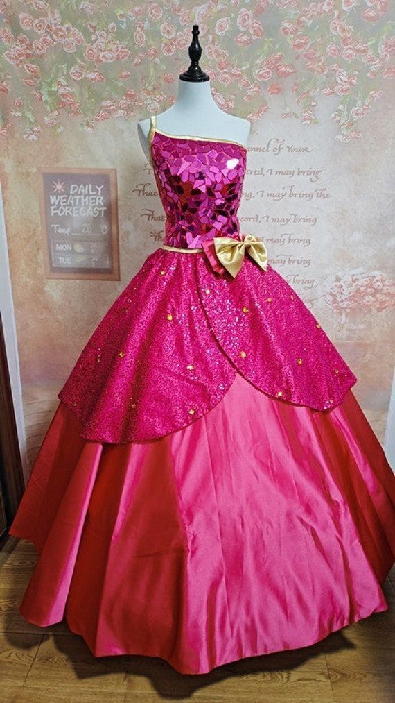 Hot Pink One Shoulder A-Line Birthday Dress Long Evening Party Ball gown, D244