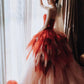 Pretty Ball Gown Sweetheart Tulle Long Red Layers Prom Dresses Sweet 16 Dresses, D254