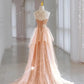 Shiny Pink Straps Sheath Sequins Long Party Dress Birthday Outfits, D258