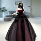 Elegant Burgundy Strapless A-Line Tulle Birthday Ball Gown Long Prom Dress, D264