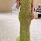 Stunning Green Straps Beading Mermaid Long Party Dress Evening Gown, D271