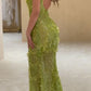 Stunning Green Straps Beading Mermaid Long Party Dress Evening Gown, D271