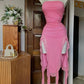 Pink Strapless Sheath Ruffles Long Party Dress Wedding Guest Dress, D285