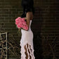 Light Pink Strapless Sheath Ruffles Long Party Dress Wedding Guest Dress, D288