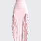 Light Pink Strapless Sheath Ruffles Long Party Dress Wedding Guest Dress, D288