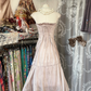 Light Pink Strapless A-Line Satin Midi Length Vintage Party Dress, D335