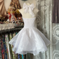 White Halter A-Line Chiffon Vintage Short Party Dress Homecoming Dress, D339