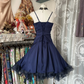 Navy Blue Straps A-Line Satin Vintage Short Party Dress Homecoming Dress, D340