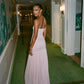 Light Pink Strapless Sheath Long Party Dress Wedding Guest Dress, D362