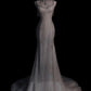 Stunning White Backless Mermaid Shiny Long Party Gown Wedding Dress, D444