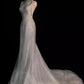 Stunning White Backless Mermaid Shiny Long Party Gown Wedding Dress, D444