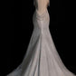 Stunning White Backless Mermaid Shiny Long Party Gown Wedding Dress, D444