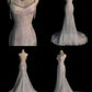 Stunning White Backless Mermaid Shiny Long Party Gown Wedding Dress, D444