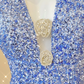 Blue Halter Sequins Mermaid Shiny Long Party Dress Evening Gown Birthday Dress, D473