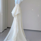 Elegant White Strapless Mermaid Satin Long Party Dress Light Wedding Dress, D477