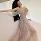 Gorgeous Long Sleeves A-Line Beading Long Prom Dress Evening Gown, D516