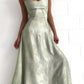 Green Straps A-Line Long Party Dress Wedding Guest Dress Birthday Outfits, D527