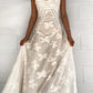 White Straps A-Line Long Party Dress Wedding Guest Dress Birthday Outfits, D528